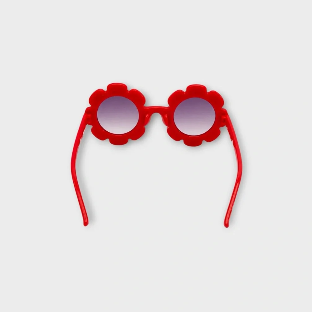 Kids Red Flower-Shaped Sunglasses